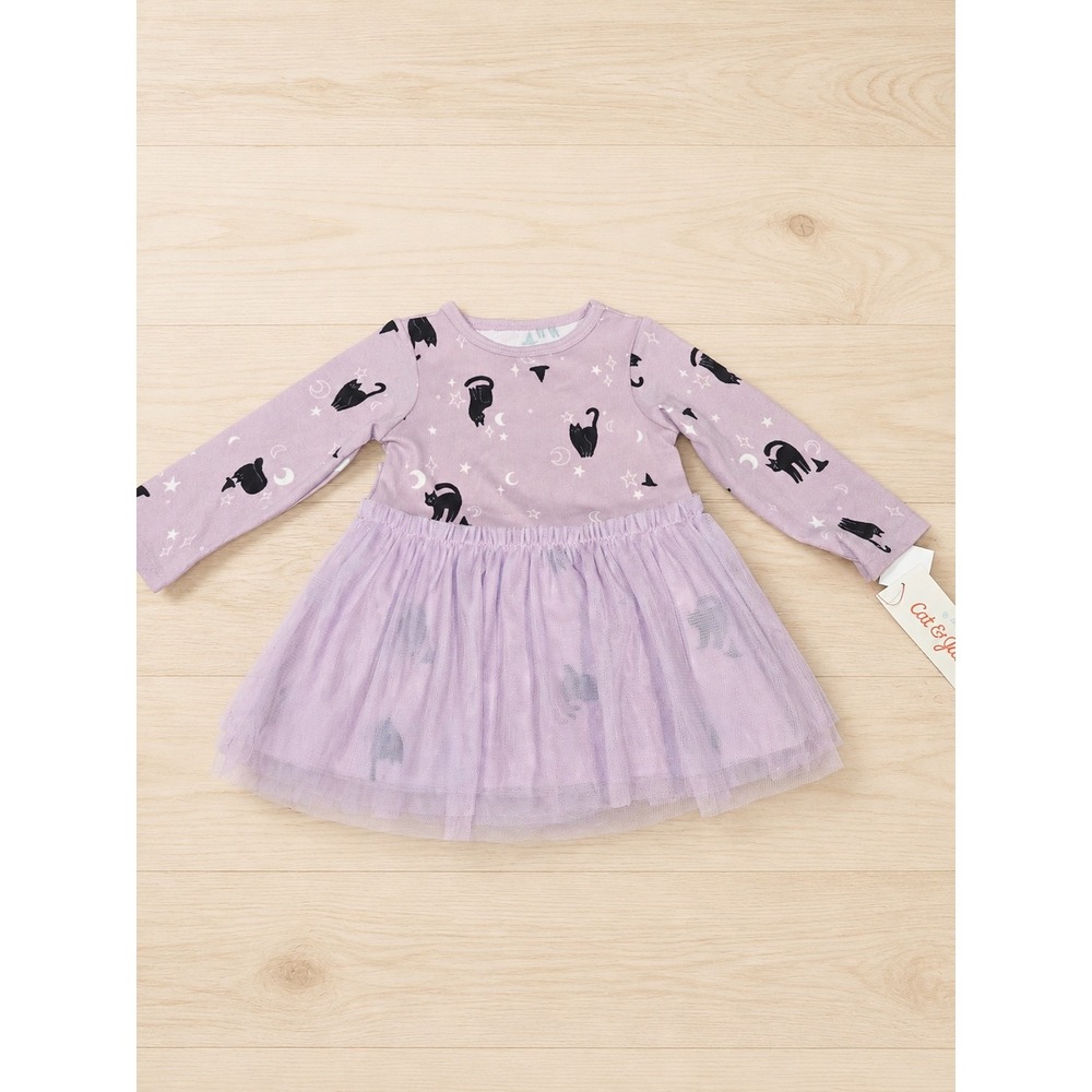 Cat & Jack Baby Girls 6-9M Halloween Black Cat Tulle Tutu Dress Pink NWT